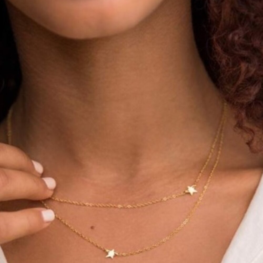 ⭐ ⭐ NWT  - JZJ Jennifer Zeuner Gold Tone Double Chain Star Necklace Layered